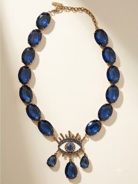 KURT GEIGER Evil Eye Blue Statement Necklace, 17" - NWT